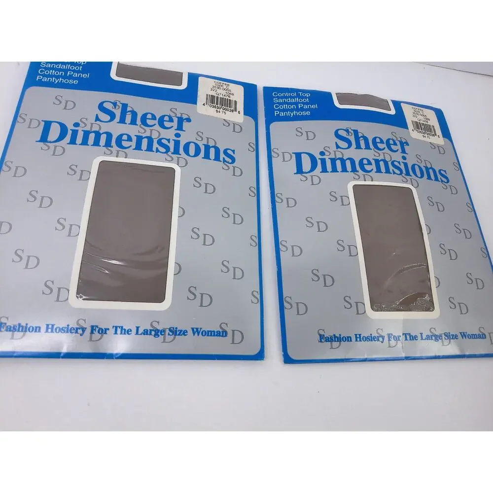 Vintage Catherines Sheer Dimensions Pantyhose Size C Coffee Brown Pack of 2 New